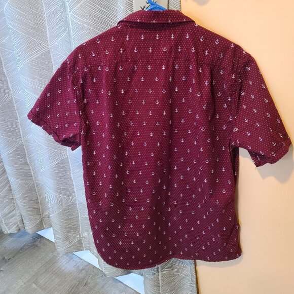 Gentlemen's Outfitters Dark Red Men's Large Shirt With Anchor Design - Picture 6 of 7